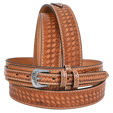 HILASON Western Genuine Leather Belt for Men Women Cowboy Cowgirl Handmade Unisex Basketweave Heavy Duty Belt